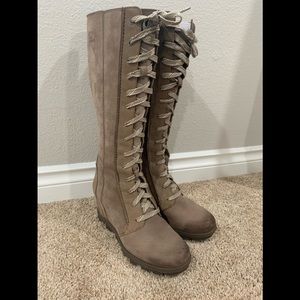 New with box! Sorel Joan of the Arctic ii tall wedge boot in ash brown.